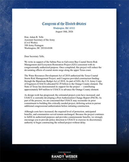 Letter to USACE